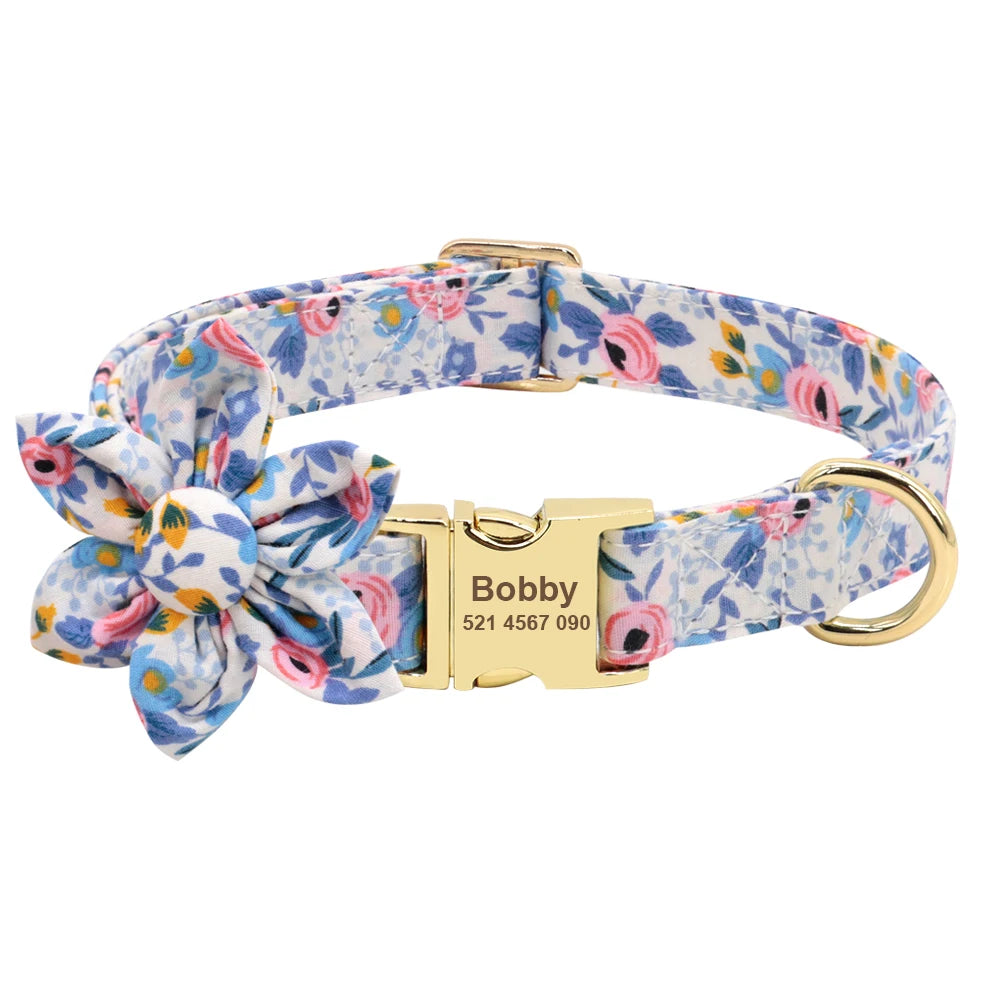 Custom Engraved Nylon Dog Collar and Leash Set