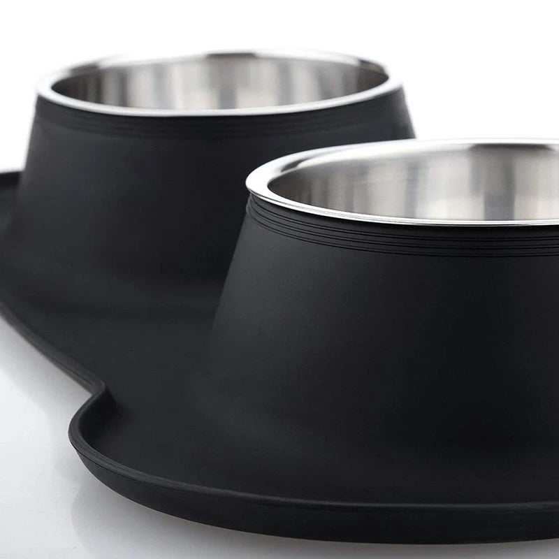 Benepaw Stainless Steel Double Dog Bowl with Silicone Mat