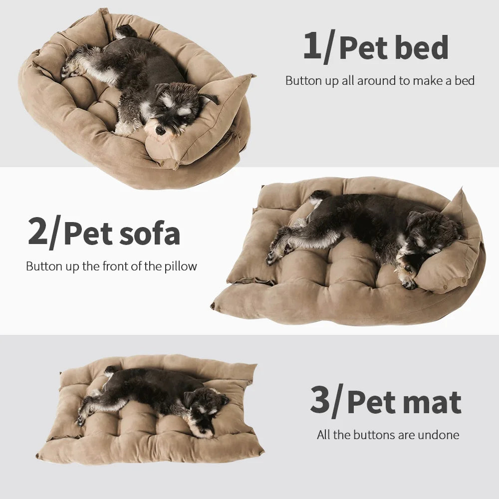3-in-1 Dog and Cat Bed Mat - Soft Winter Sofa Nest