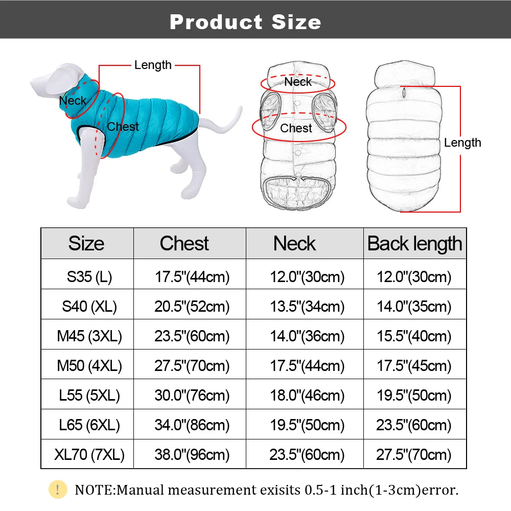 Reversible 3-Layer Waterproof Dog Vest - Warm Winter Coat
