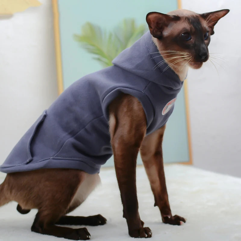 Warm Cotton Sphynx Cat Hoodie - Fleece Sweatshirt Vest