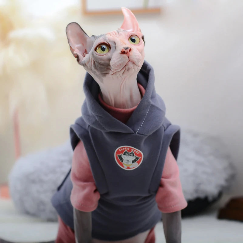Warm Cotton Sphynx Cat Hoodie - Fleece Sweatshirt Vest