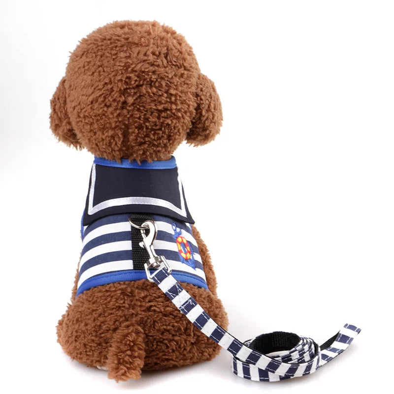 Navy Suit Dog Harness Leash Set - Adjustable Vest