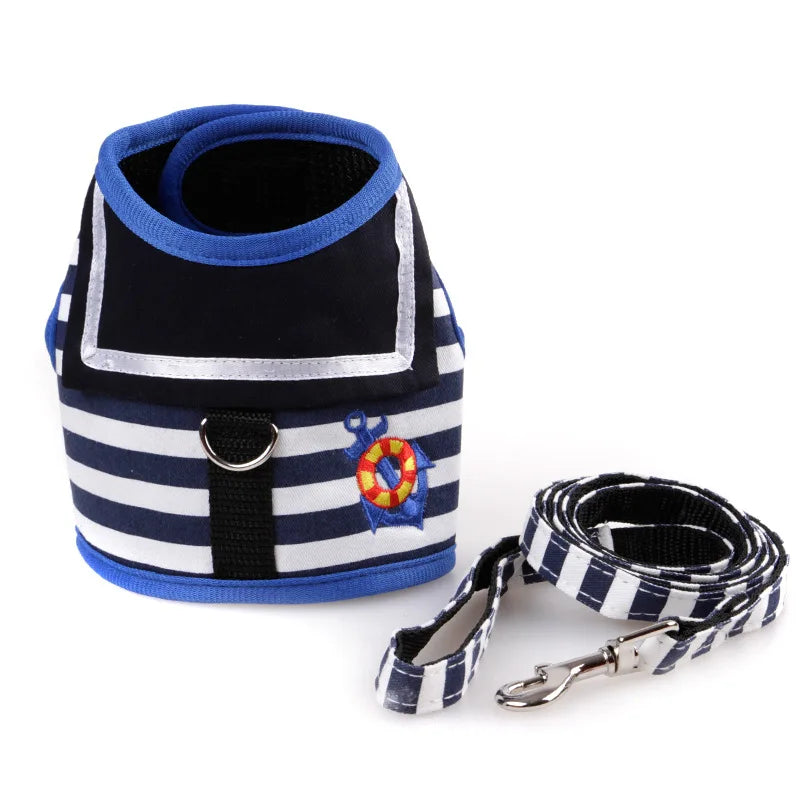 Navy Suit Dog Harness Leash Set - Adjustable Vest
