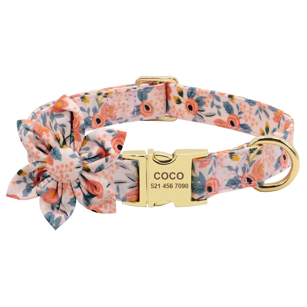 Custom Engraved Nylon Dog Collar and Leash Set