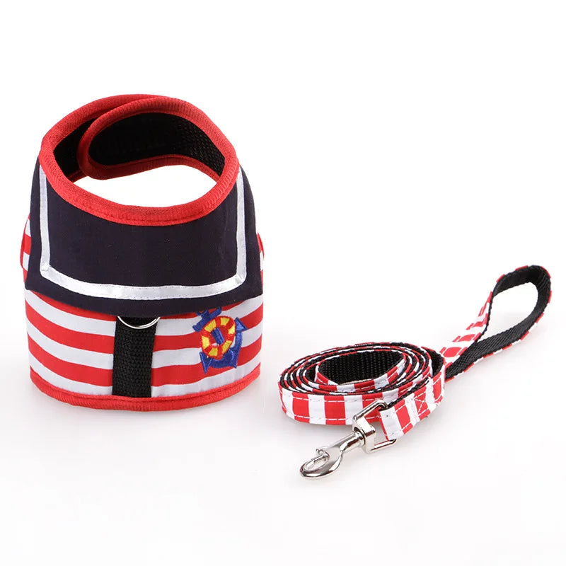 Navy Suit Dog Harness Leash Set - Adjustable Vest