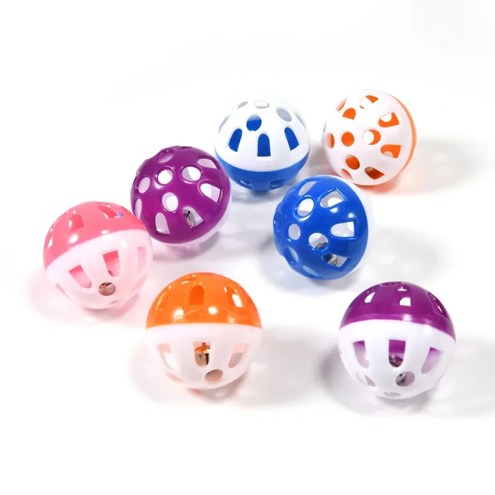 10-Piece Colorful Rolling Bell Ball Toys for Birds