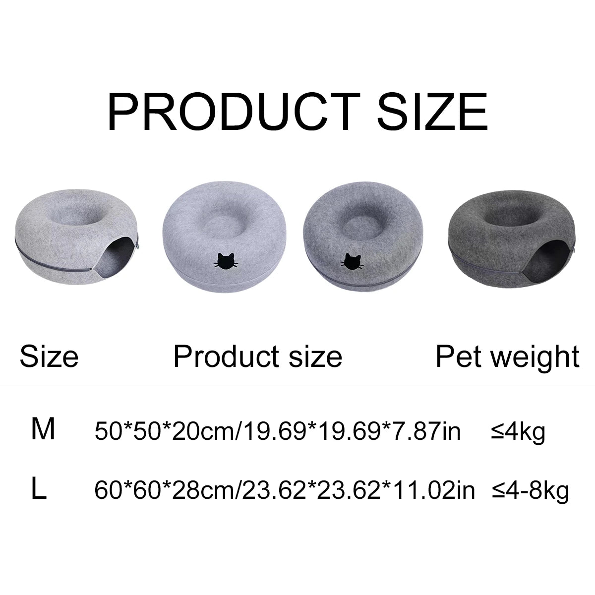 Round Felt Cat Tunnel Bed - Donut Scratcher Nest