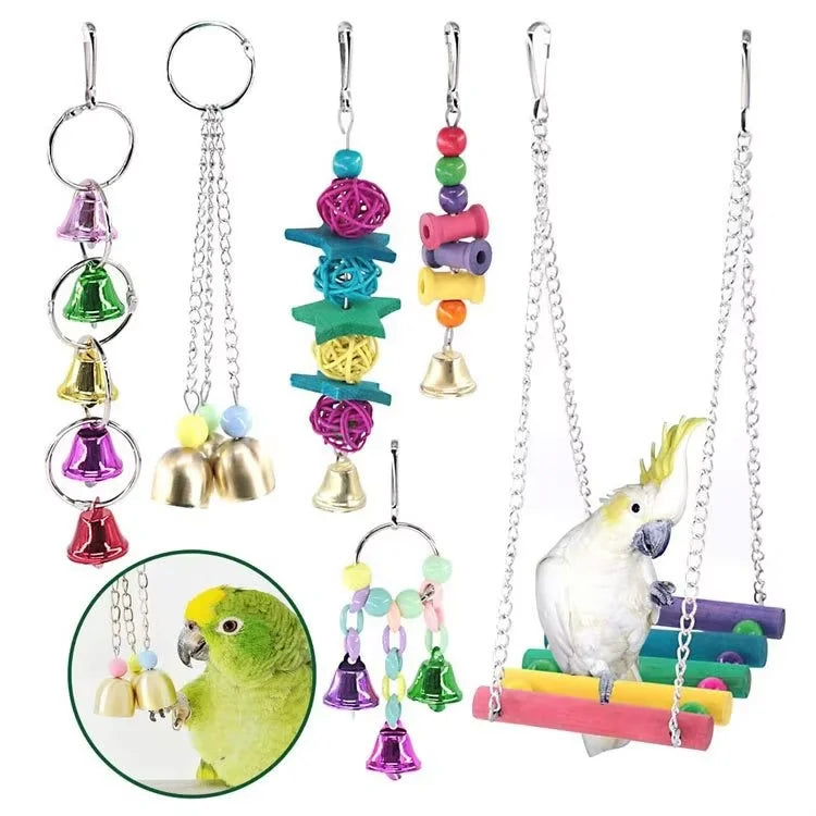 Parrot Foraging Bite Toy Set with Woven Paper Tubes