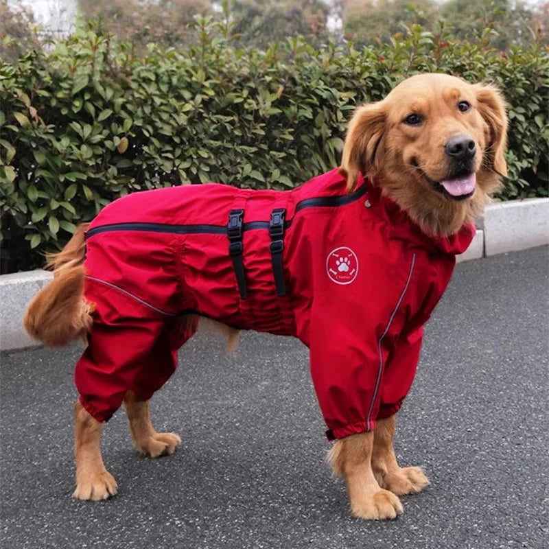 Reflective Waterproof Dog Raincoat - Large Dog Jumpsuit