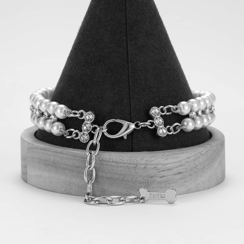 Pearl Rhinestone Collar Necklace for Cats and Small Dogs
