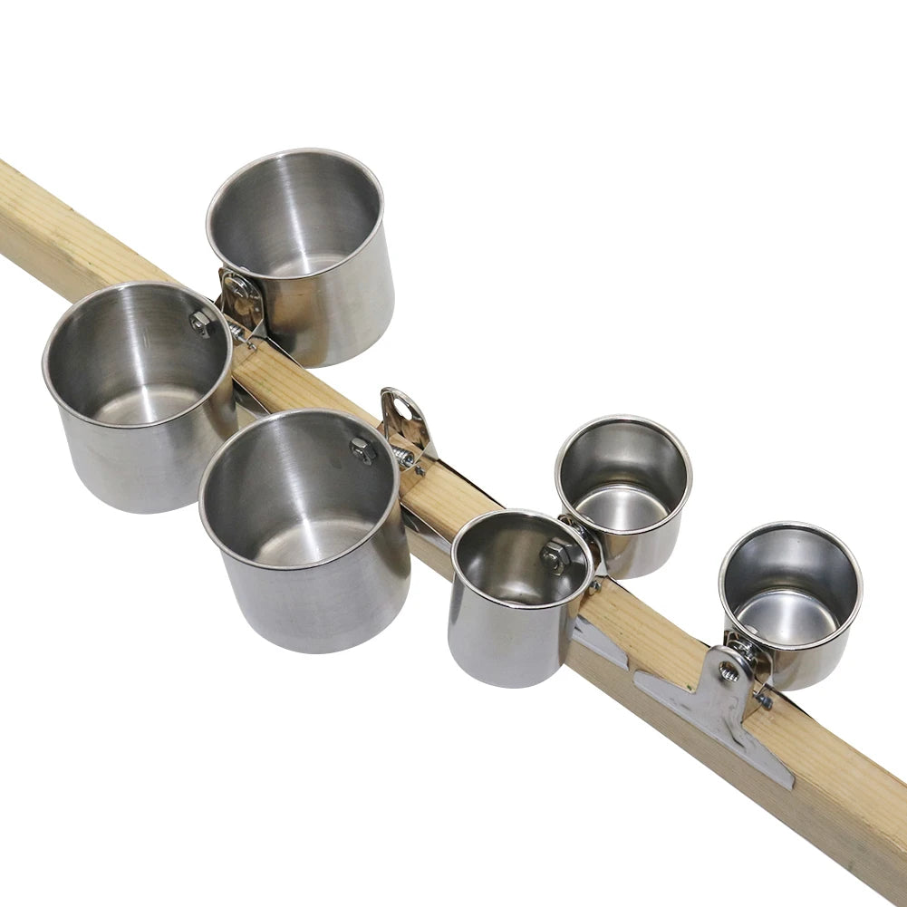 Stainless Steel Bird Feeding Cup with Cage Clip