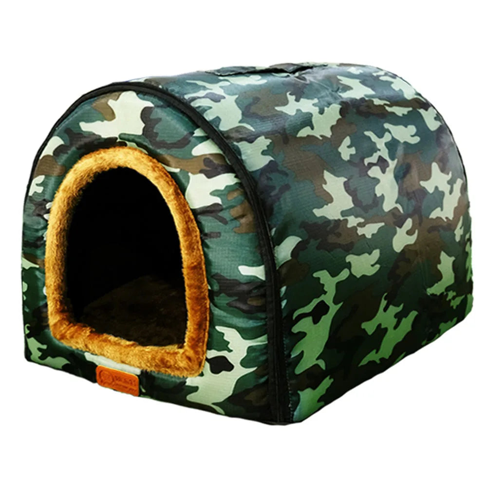 Star Print Foldable Pet House - Warm Cat and Dog Bed