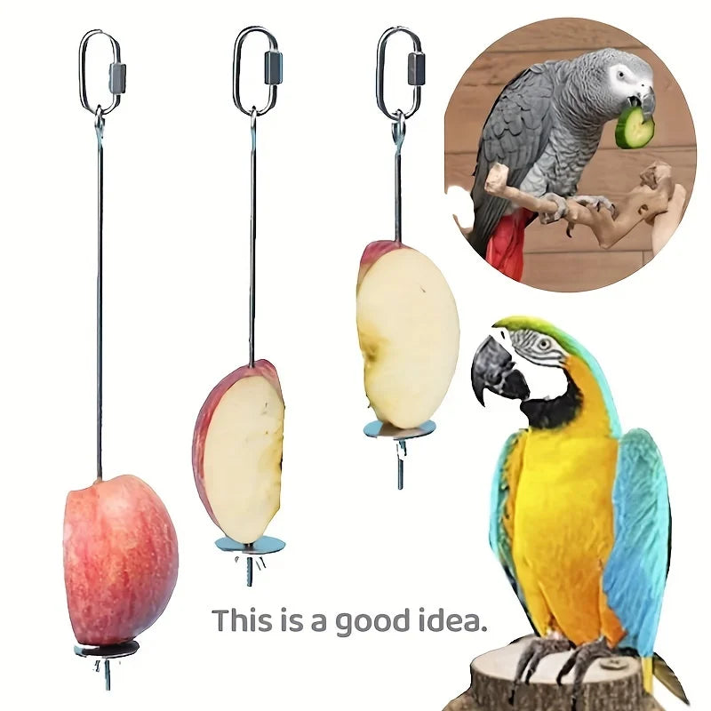Stainless Steel Hanging Fruit Fork for Parrots