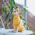 Striped Cotton Cat Jumpsuit - 4-Leg Long Sleeve Coat