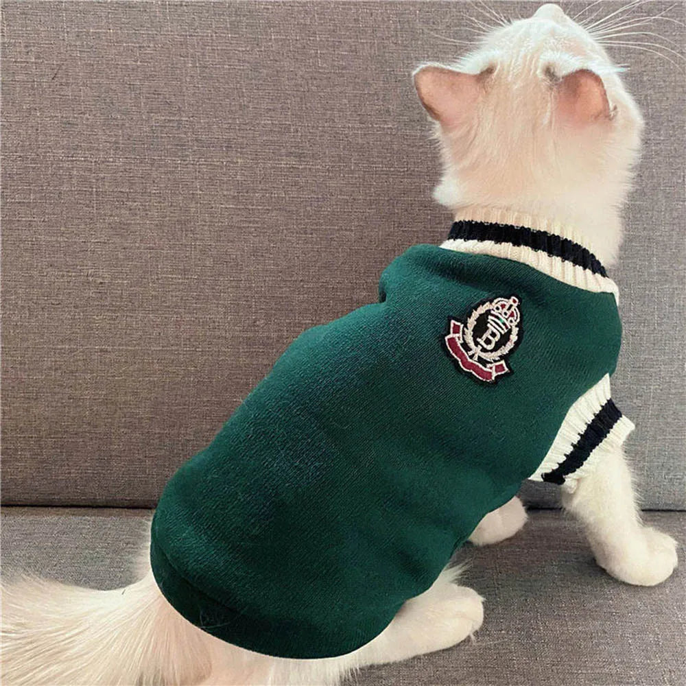 Collegiate Pet Sweater Vest - Warm Dog and Cat Sweatshirt