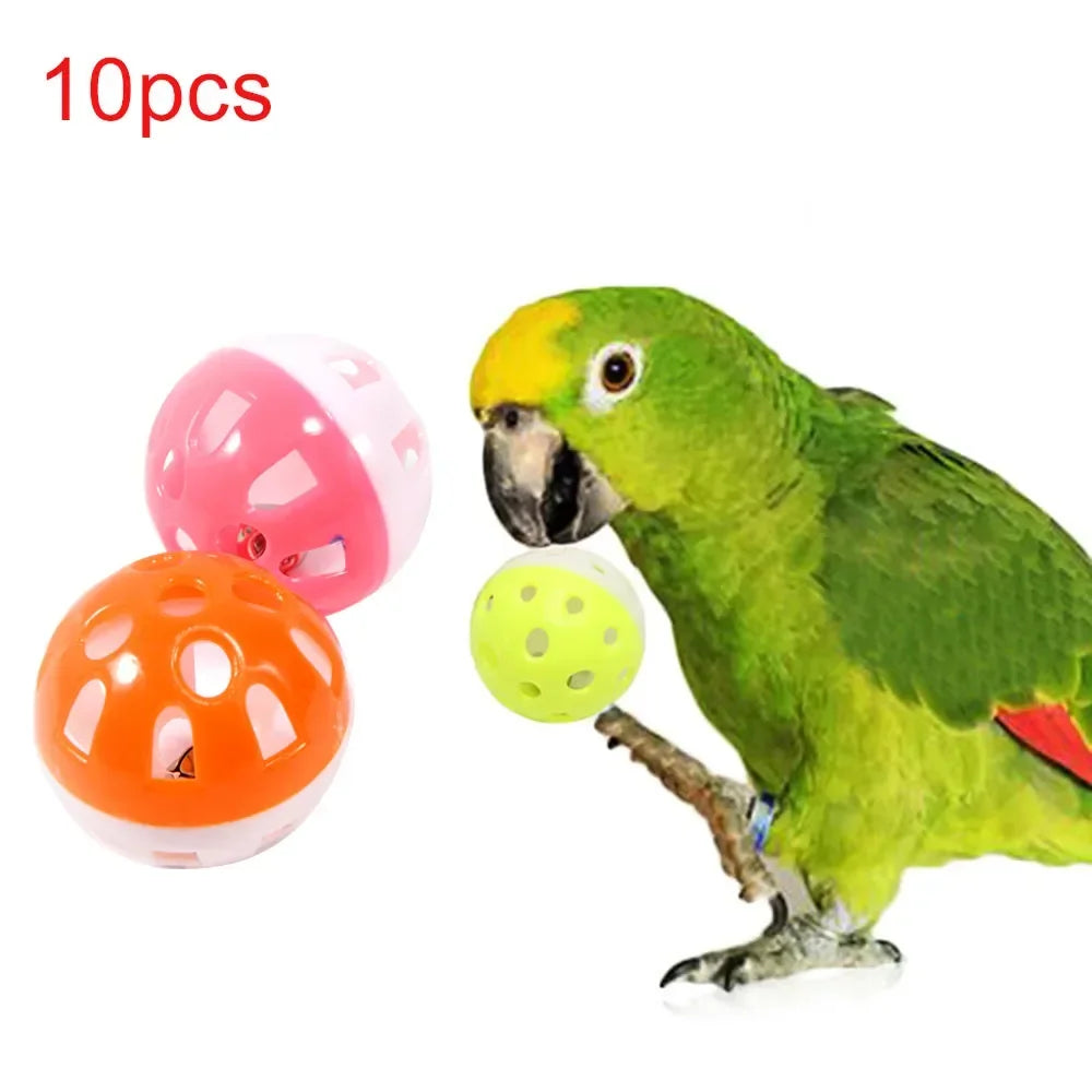 10-Piece Colorful Rolling Bell Ball Toys for Birds