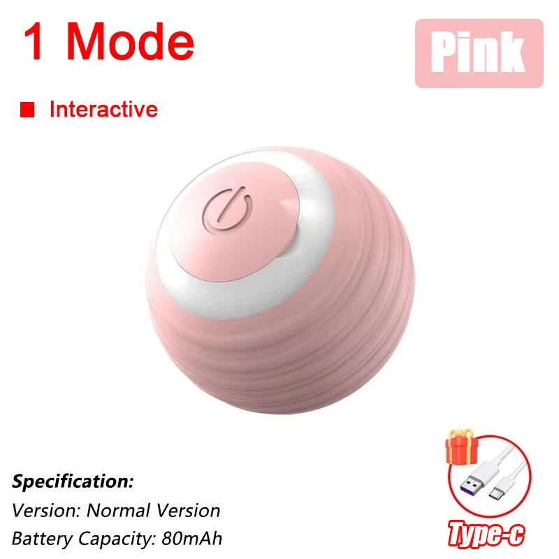Rechargeable Rolling Cat Ball Toy with Faux Tail