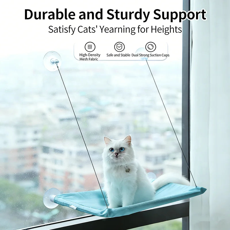Washable Window Cat Hammock - Detachable Suction Shelf Bed