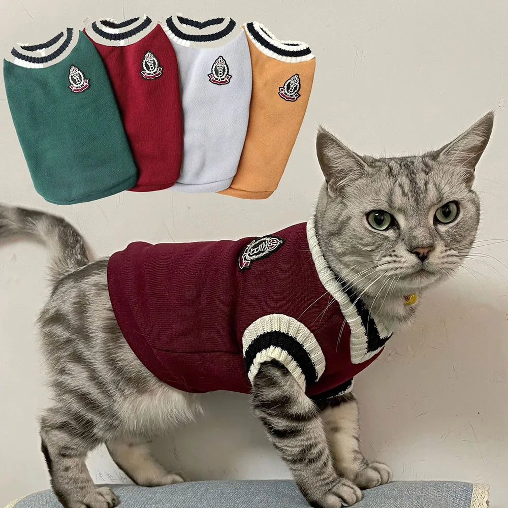 Collegiate Pet Sweater Vest - Warm Dog and Cat Sweatshirt