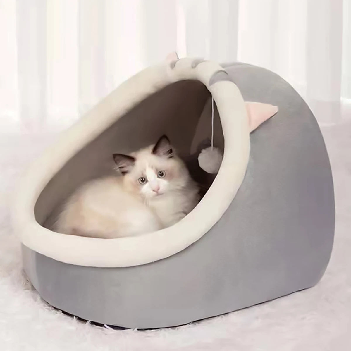 Semi-Closed Warm Cat Nest Bed - Four-Season Pet House