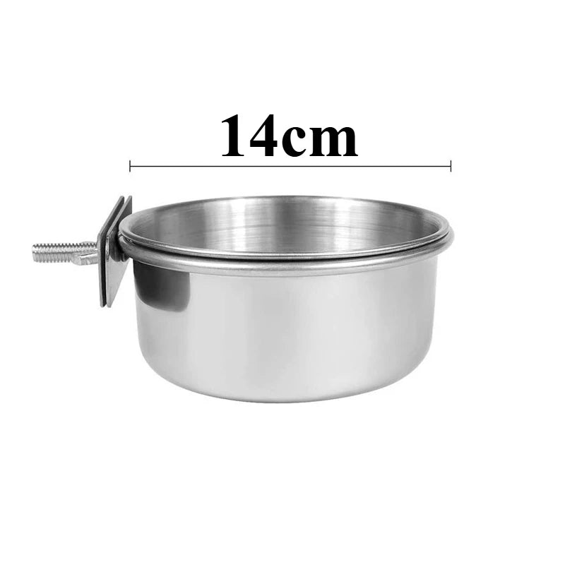 Stainless Steel Parrot Food and Water Bowl with Clamp