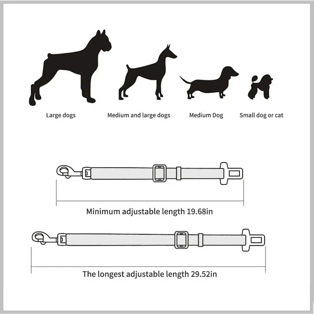 Adjustable Pet Car Seat Belt - Quick-Release Safety Lead