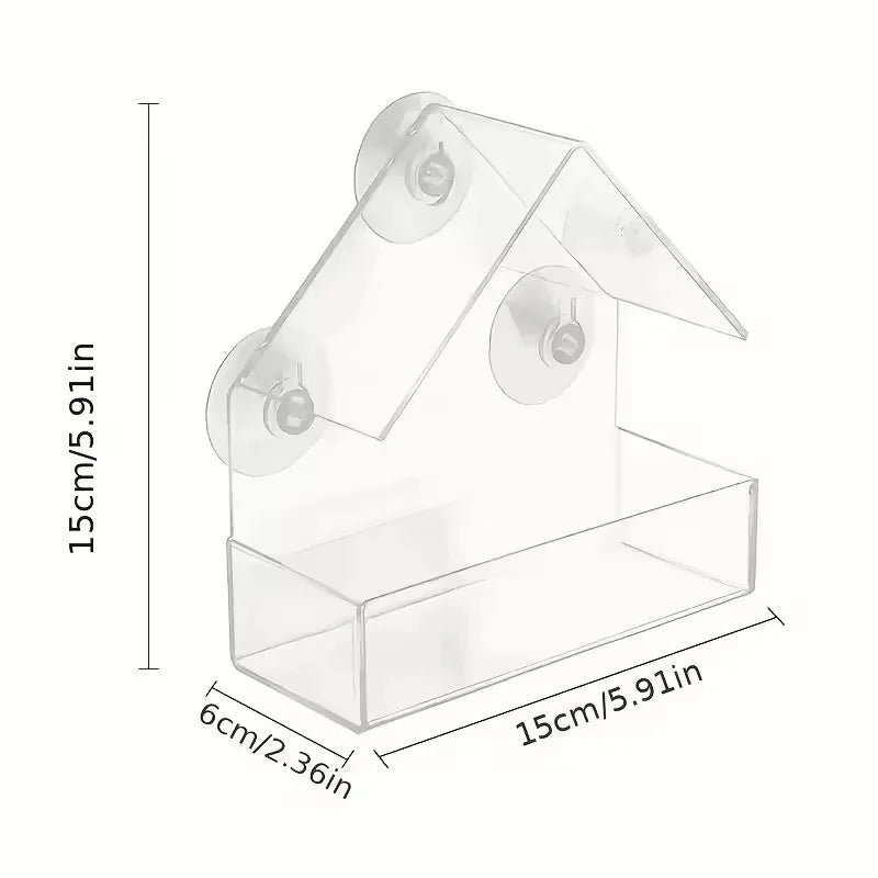 Clear Acrylic Window Bird Feeder with Suction Cups