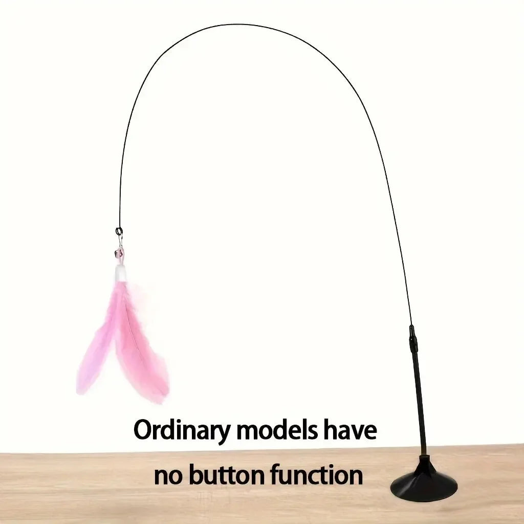 Interactive Cat Feather Wand Toy with Bell and Suction Cup