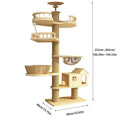 Solid Wood Adjustable Cat Tree Tower in Ivory Finish