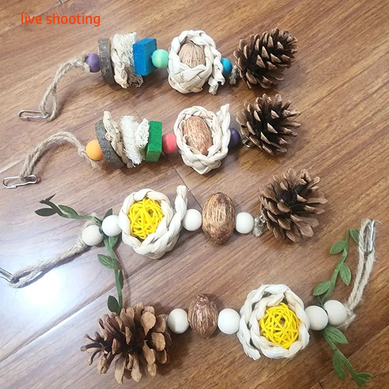 Cotton Rope Pinecone Chewing Toy for Cockatiels