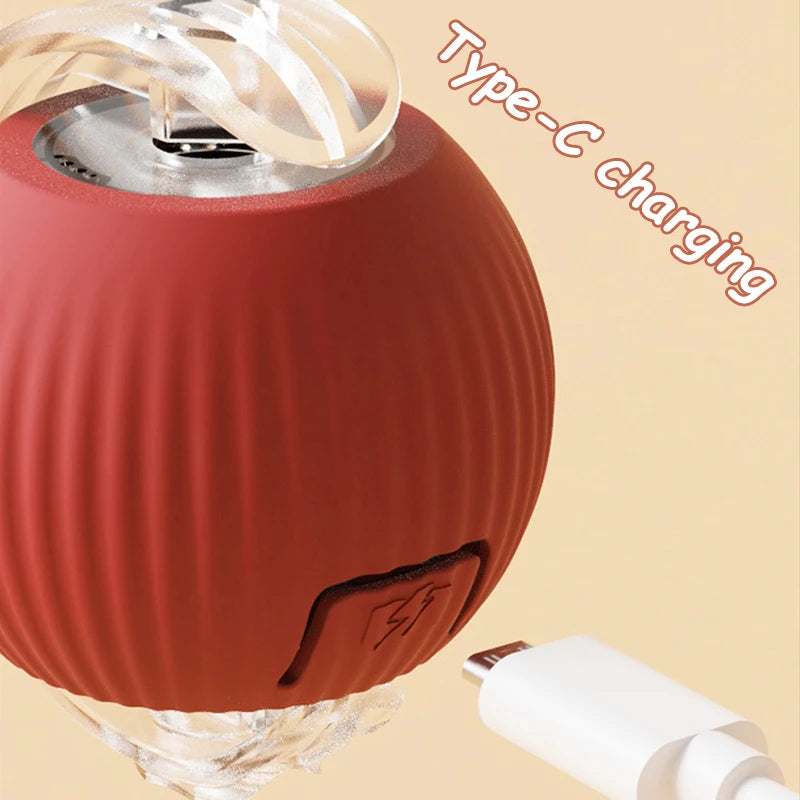 Rechargeable Rolling Cat Ball Toy with Faux Tail