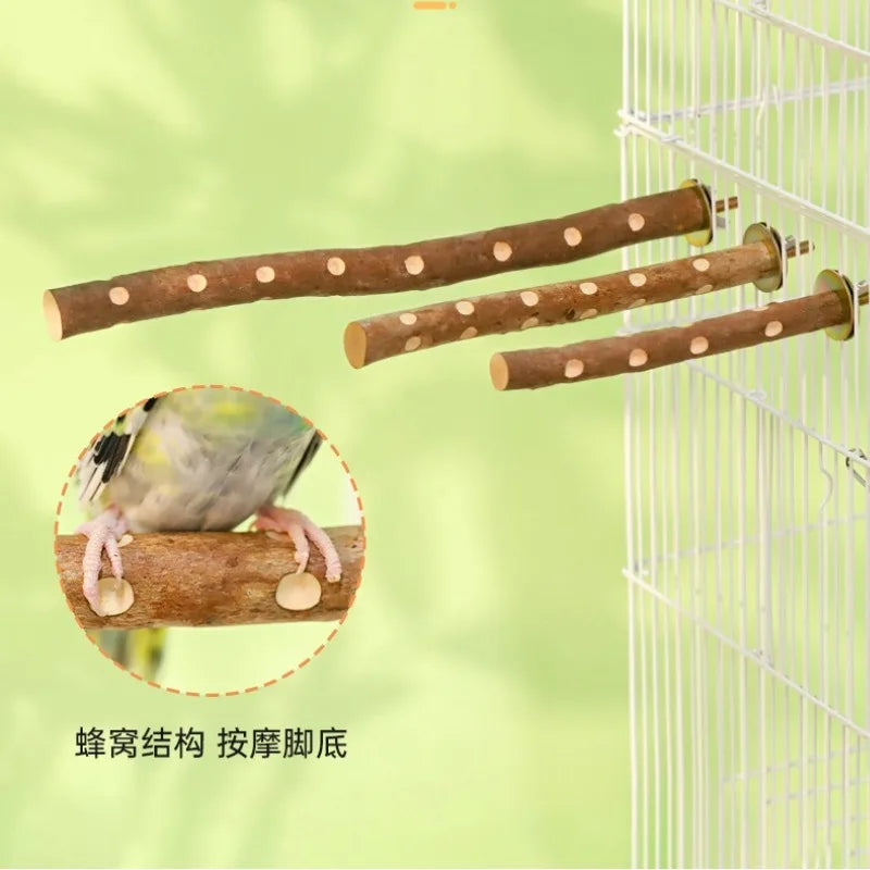 Natural Wood Parakeet Perch Stand for Budgies and Cockatiels