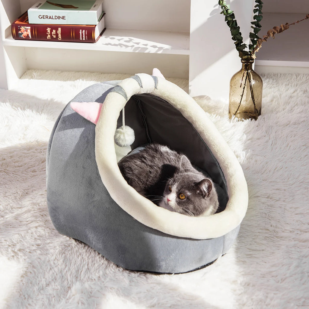 Semi-Closed Warm Cat Nest Bed - Four-Season Pet House