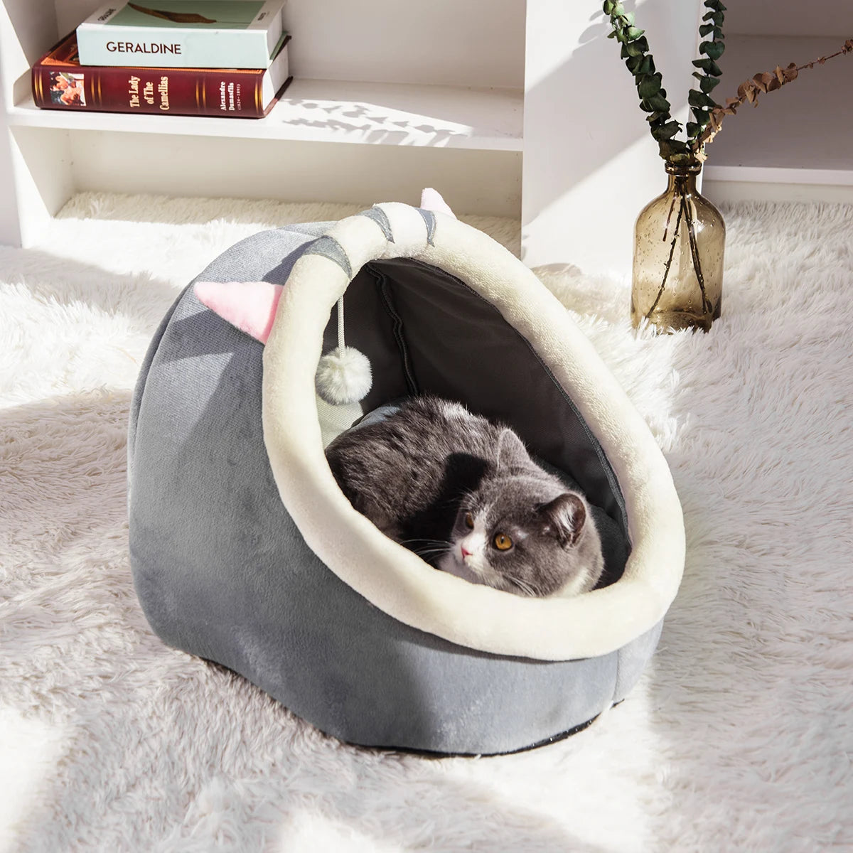 Semi-Closed Warm Cat Nest Bed - Four-Season Pet House