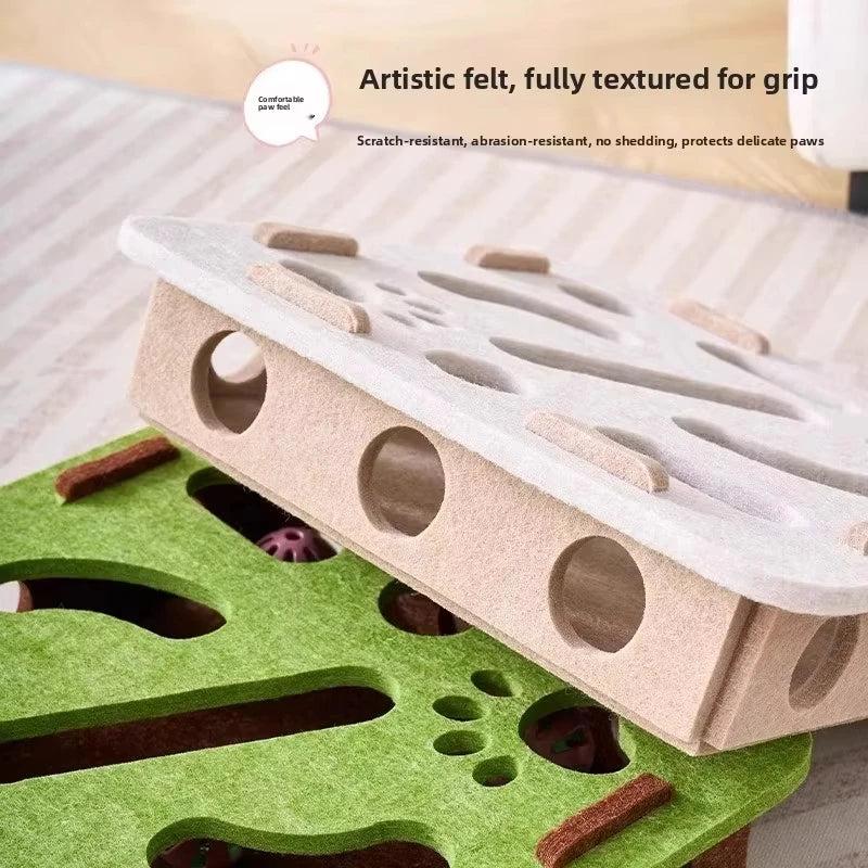 Felt Cat Puzzle Box Toy for Hunting and Exercise