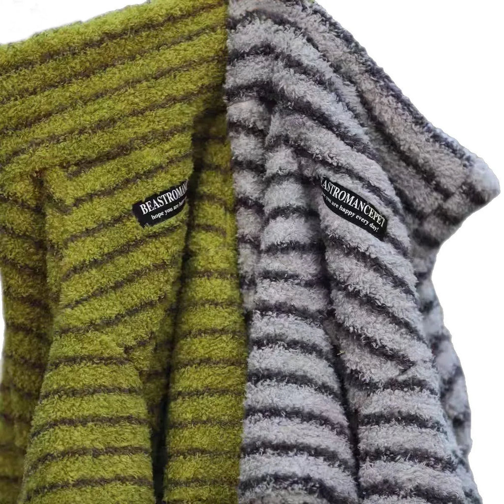 Striped Fleece Turtleneck Dog Sweater - Medium Large Dogs