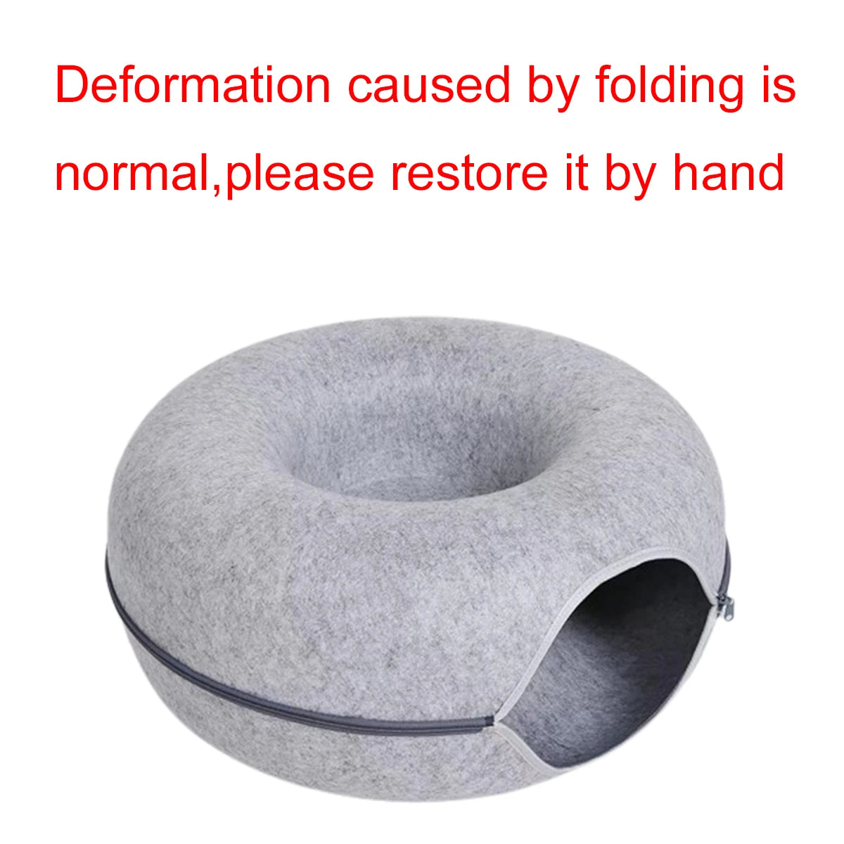 Round Felt Cat Tunnel Bed - Donut Scratcher Nest