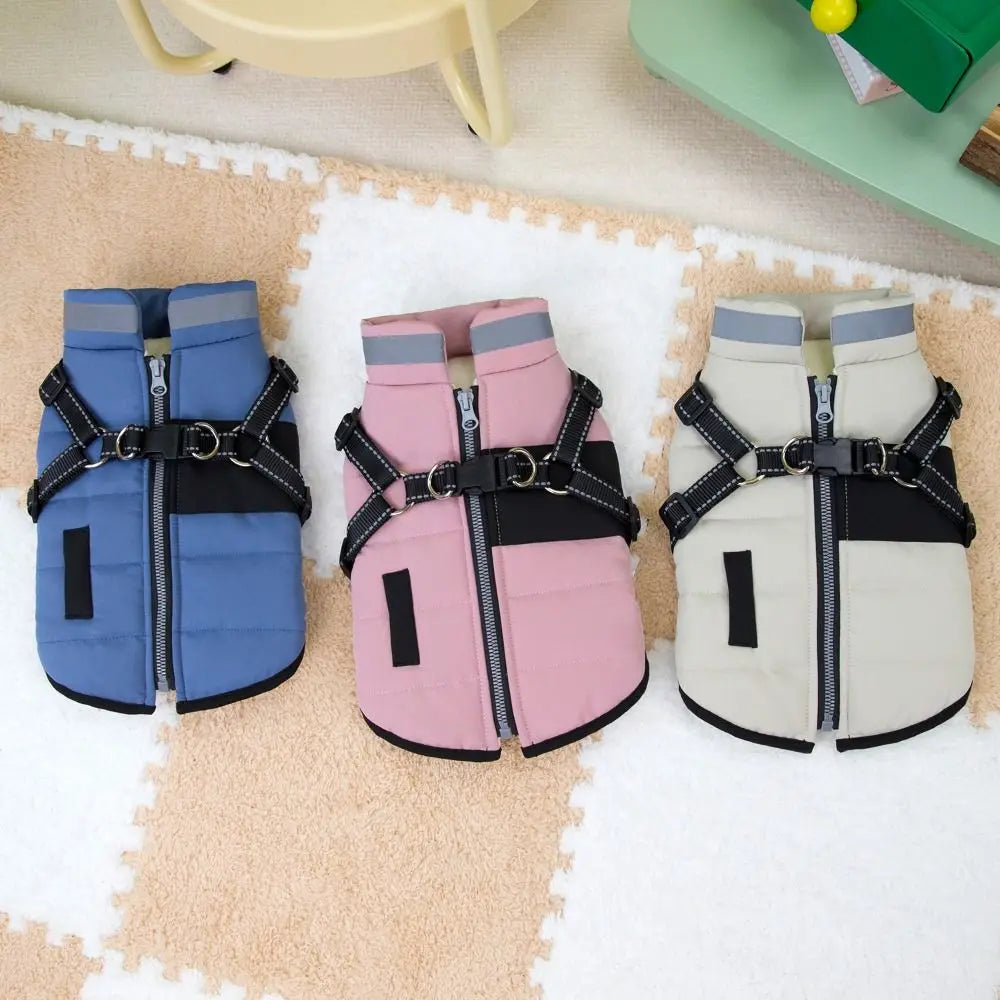 Adjustable Reflective Dog Jacket with Harness - Windproof Vest