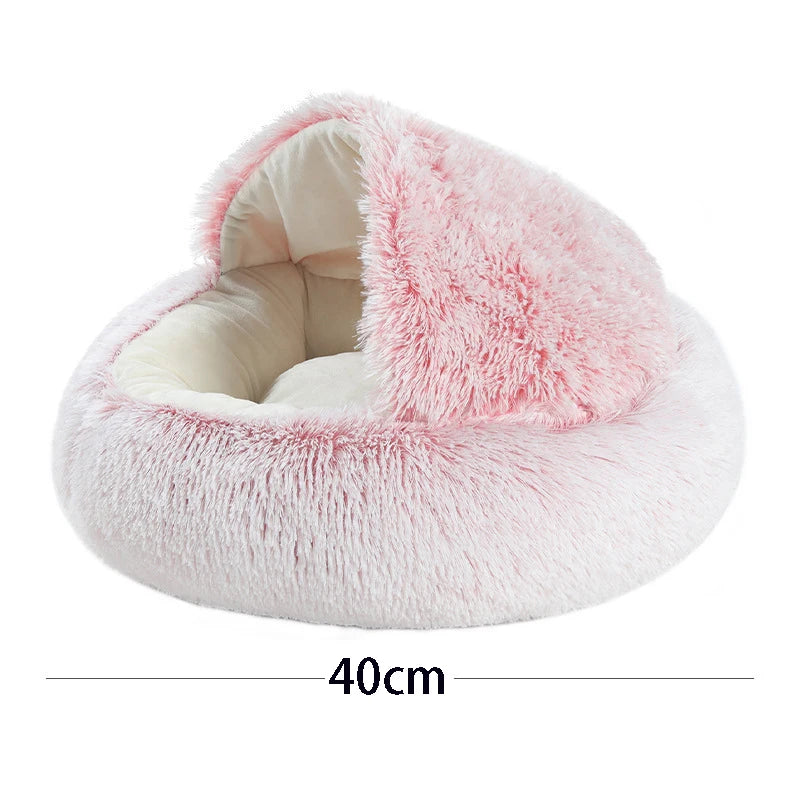 Soft Plush Cat Cave Bed with Cover - 40cm Warm Nest