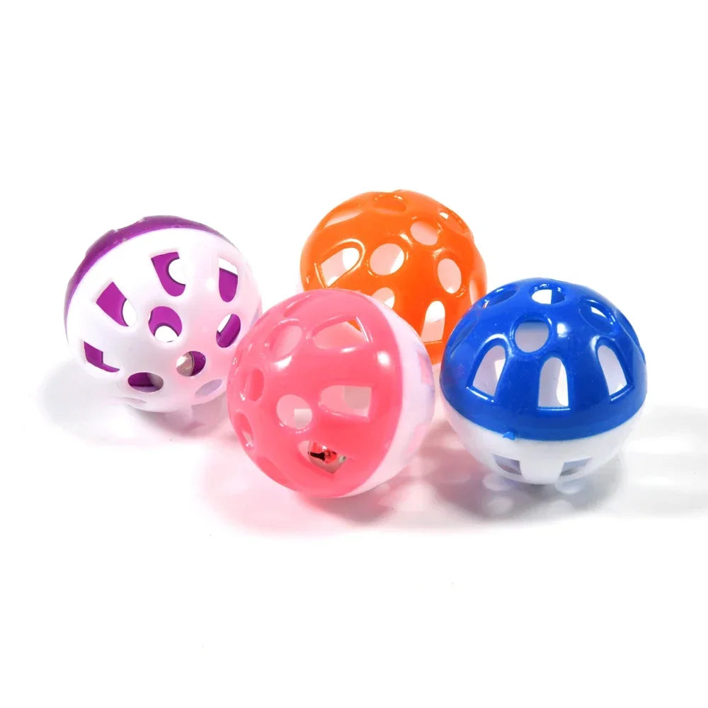 10-Piece Colorful Rolling Bell Ball Toys for Birds