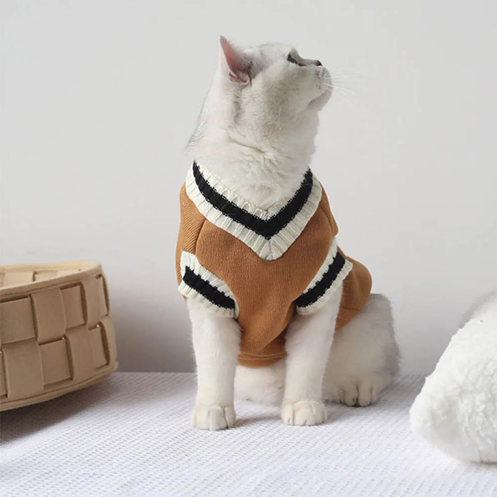 Collegiate Pet Sweater Vest - Warm Dog and Cat Sweatshirt