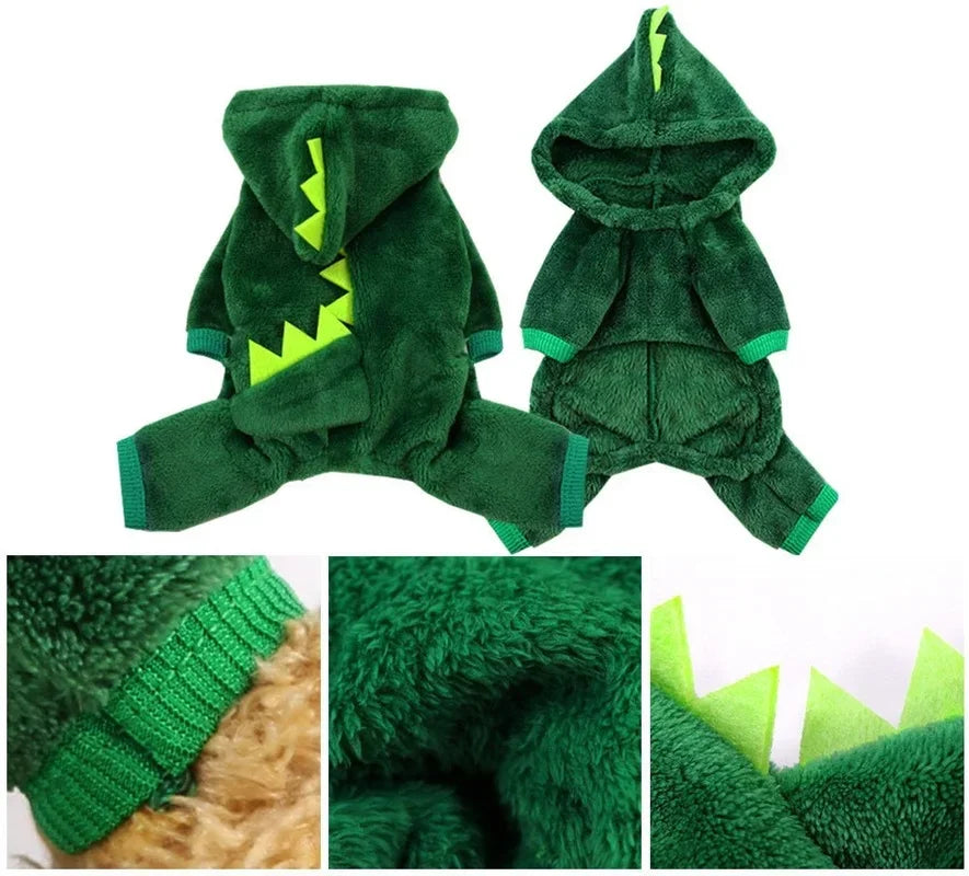 Dinosaur Fleece Pet Hoodie - Halloween Dog and Cat Costume