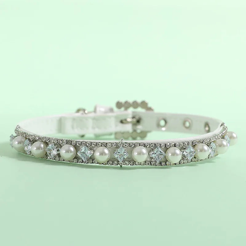 Pearl Rhinestone Collar Necklace for Cats and Small Dogs