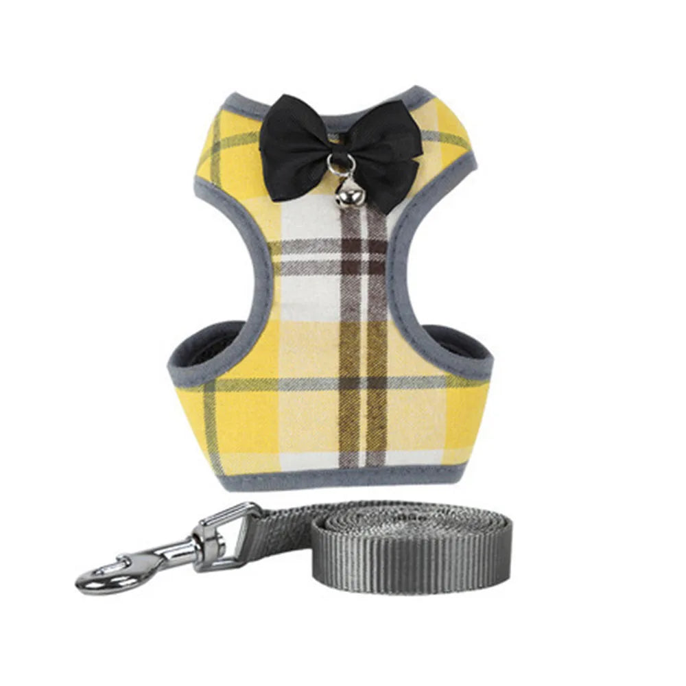 Breathable Nylon Cat Harness and Leash Set with Bow Detail
