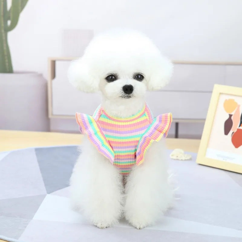 Ruffle Striped Pet Skirt Vest - Spring and Summer Outfit