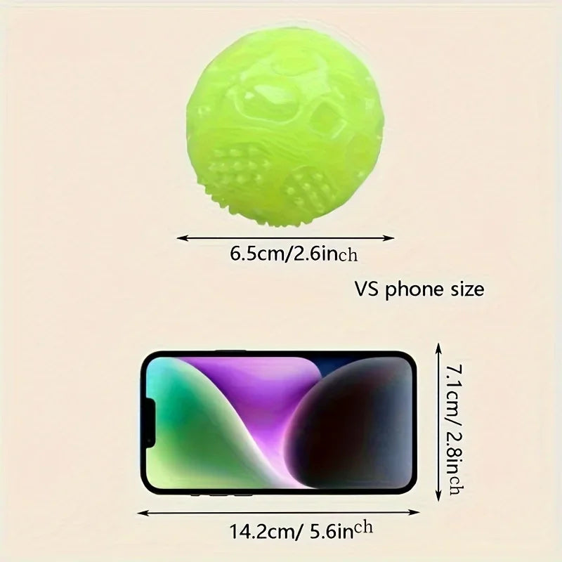 Glow-in-the-Dark Squeaky Dog Ball - TPR Chew Toy