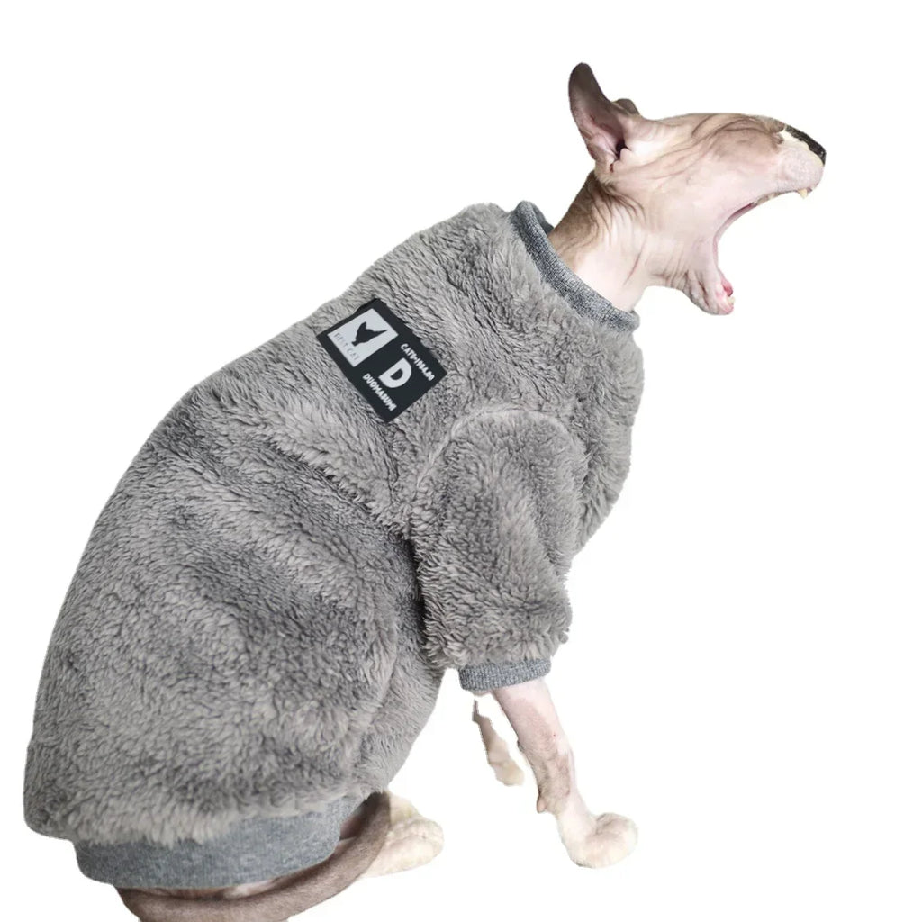 DUOMASUMI Double-Sided Fluffy Sphynx Cat Winter Jacket