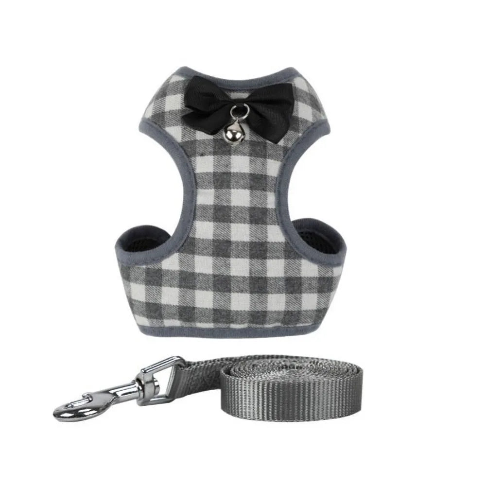 Breathable Nylon Cat Harness and Leash Set with Bow Detail