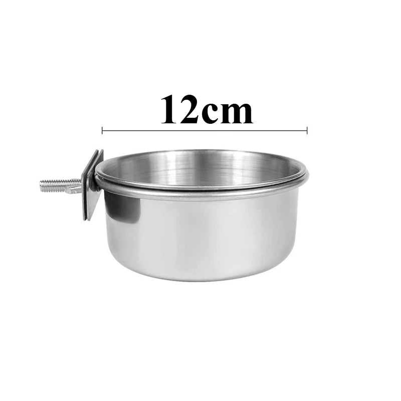 Stainless Steel Parrot Food and Water Bowl with Clamp
